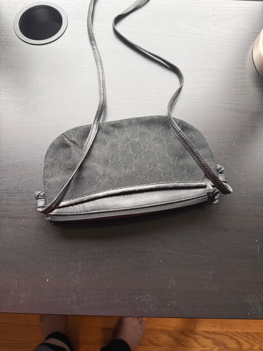 Gucci Black Monogram Crossbody with Gold-Tone Logo - Picture 11 of 11